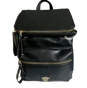 VERSACE PARFUMS BLACK BACKPACK CROSSBODY TRAVEL NWOT Versace | Bags | Versace Fragrance Black Backpack With Greek  main image 3